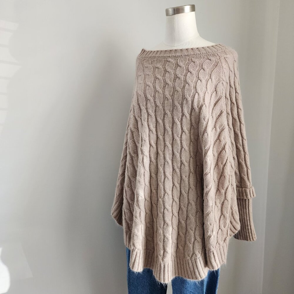 Cozy Chic Cable Knit Sweater Poncho - Picture 3 of 14